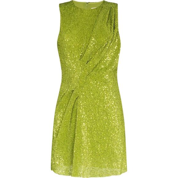 STINE GOYA Louiza Lime Green Sequin Twist Sleeveless Mini Dress US MEDIUM NWT - Picture 1 of 12